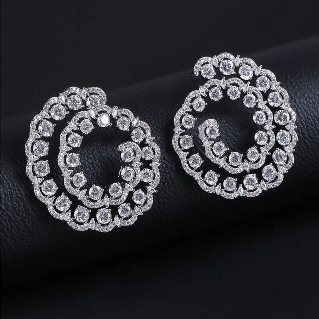 Elegant Cz Spiral Earrings
